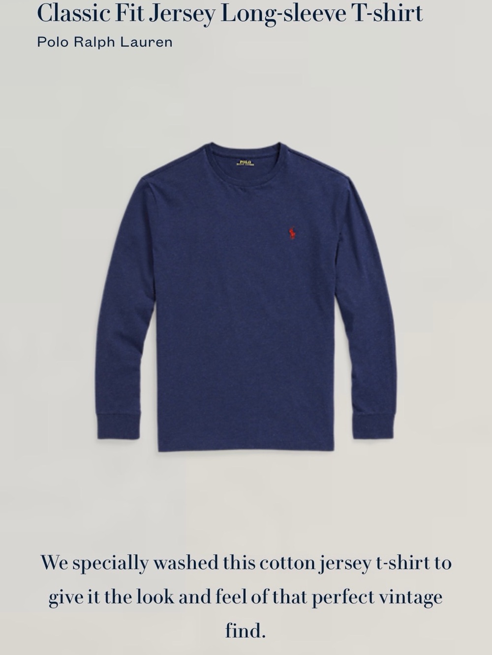NWT Men's Polo Ralph Lauren Long Sleeve Navy Blue T-Shirt Large